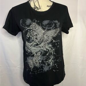 y2k Black T-Shirt with Butterfly Design